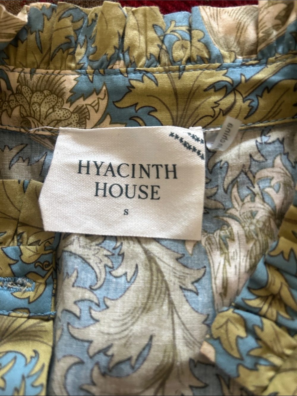 Hyacinth House Blue Green Floral Collared Tiered Midi Dress SMALL - Picture 13 of 13